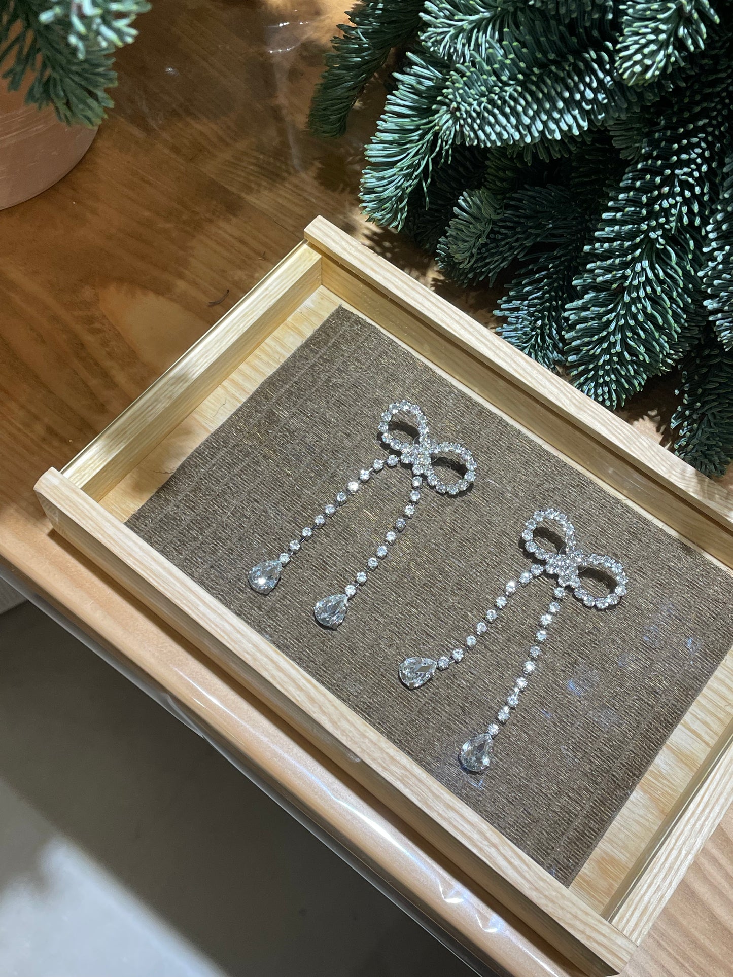 Crystal Bow Cascade Earrings
