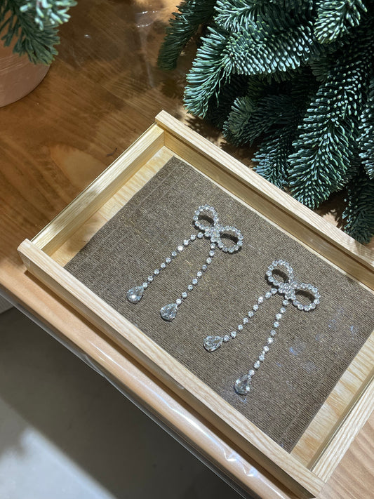 Crystal Bow Cascade Earrings