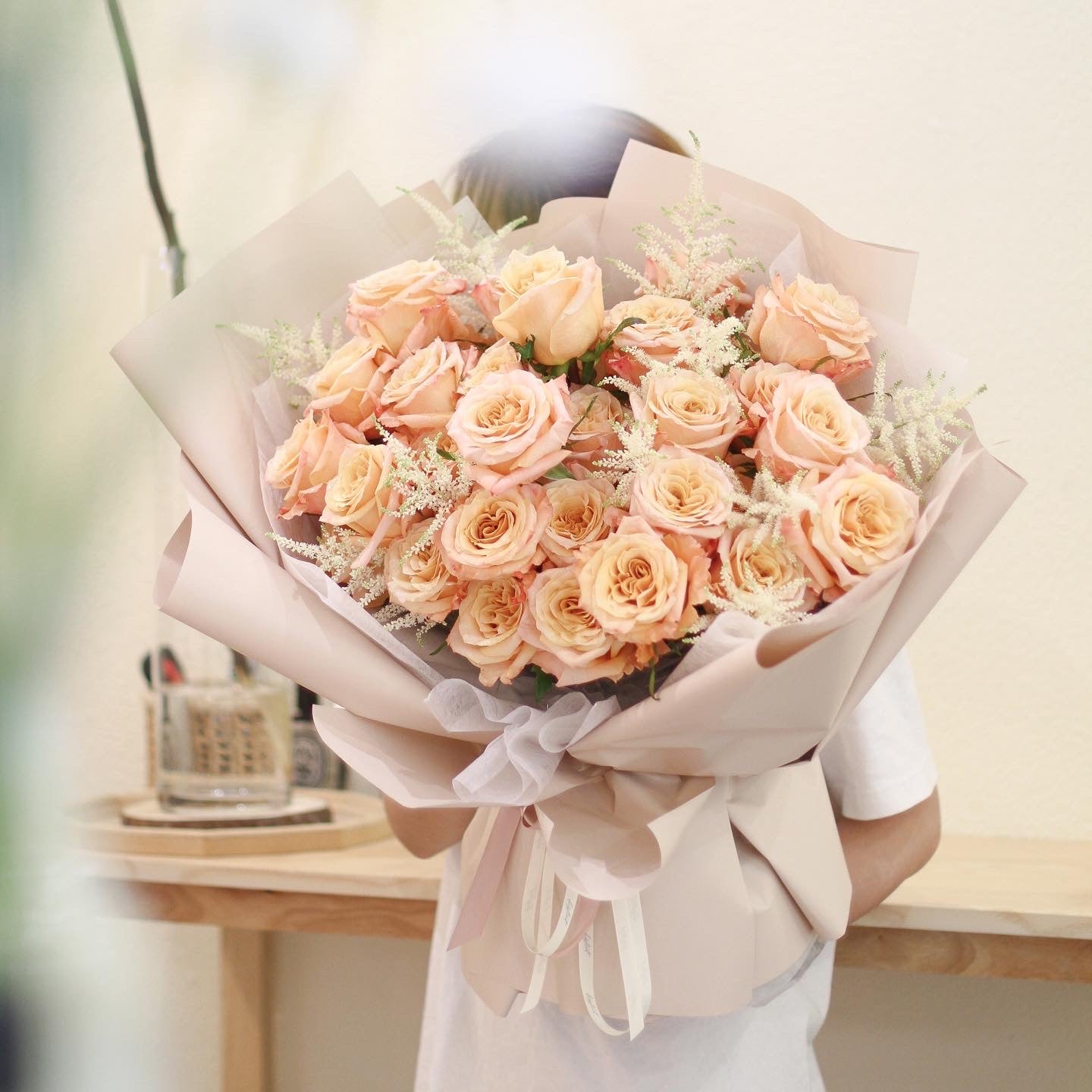 Peach Pink Rose Bouquet